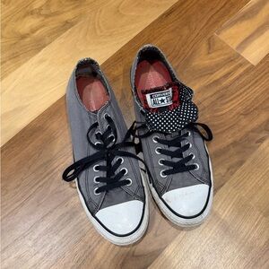 Converse Women’s Gray Canvas Low Top Sneakers with Black Laces